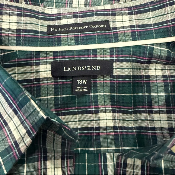 Lands' End Women’s No Iron Pinpoint Oxford Shirt Size 18W Casual Academia Office - Picture 3 of 7